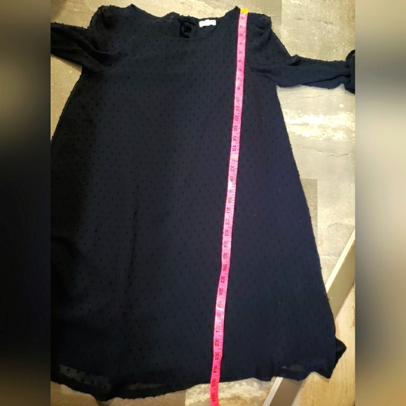 Claudie Pierlot Paris Rififi Dress. Sleeves. Navy Blue. Plumetis Dotted. 6 US. - Picture 12 of 14